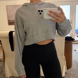 ALO Yoga Grey Ribbed Women's Hoodie Size Small